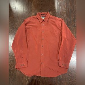 Columbia XCO Rust Striped Long Sleeve Button Down Casual Dress Shirt Sz XXL